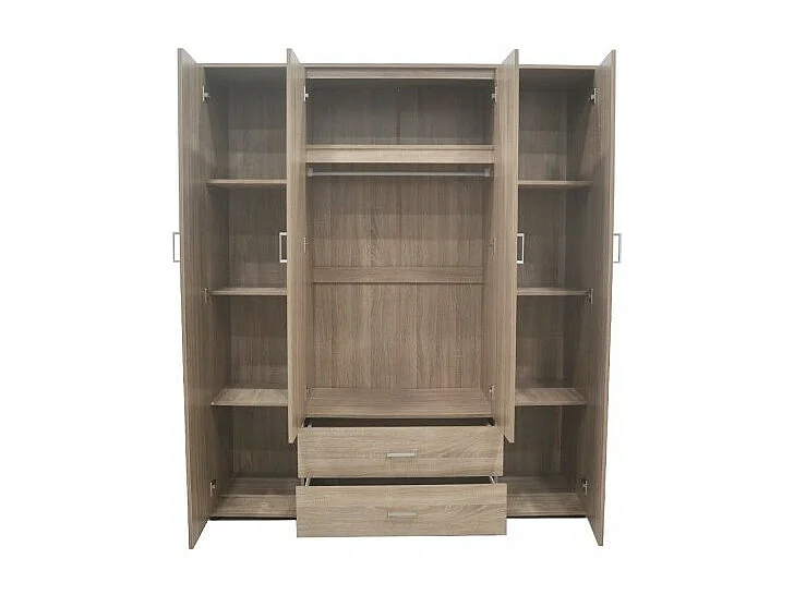 Kledingkast, garderobe, met spiegel uit de TOM-collectie, 4 deuren 160 cm, geïntegreerde kledingkast in Sonoma eiken