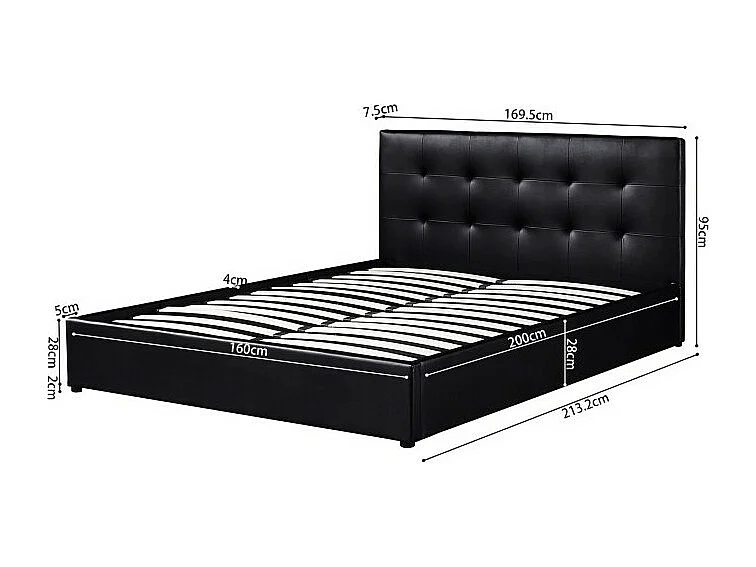 Cama baú design na cor preta para adultos coleção RICO, 160x200 cm, com estrado incluso.