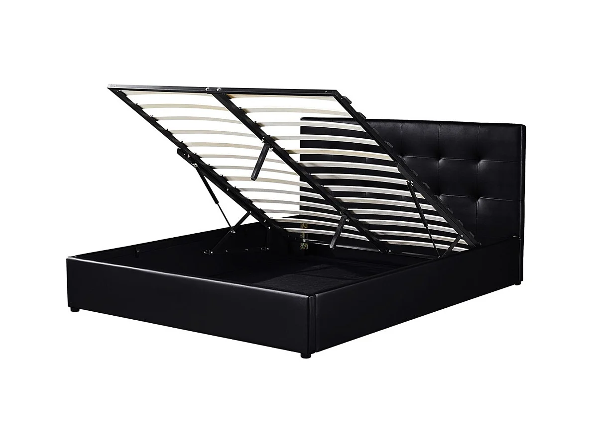 Lit coffre RICO – 160x200 cm – Coloris noir – Sommier inclus – Design élégant et pratique