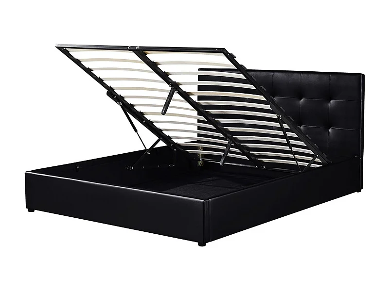 Lit coffre RICO – 160x200 cm – Coloris noir – Sommier inclus – Design élégant et pratique
