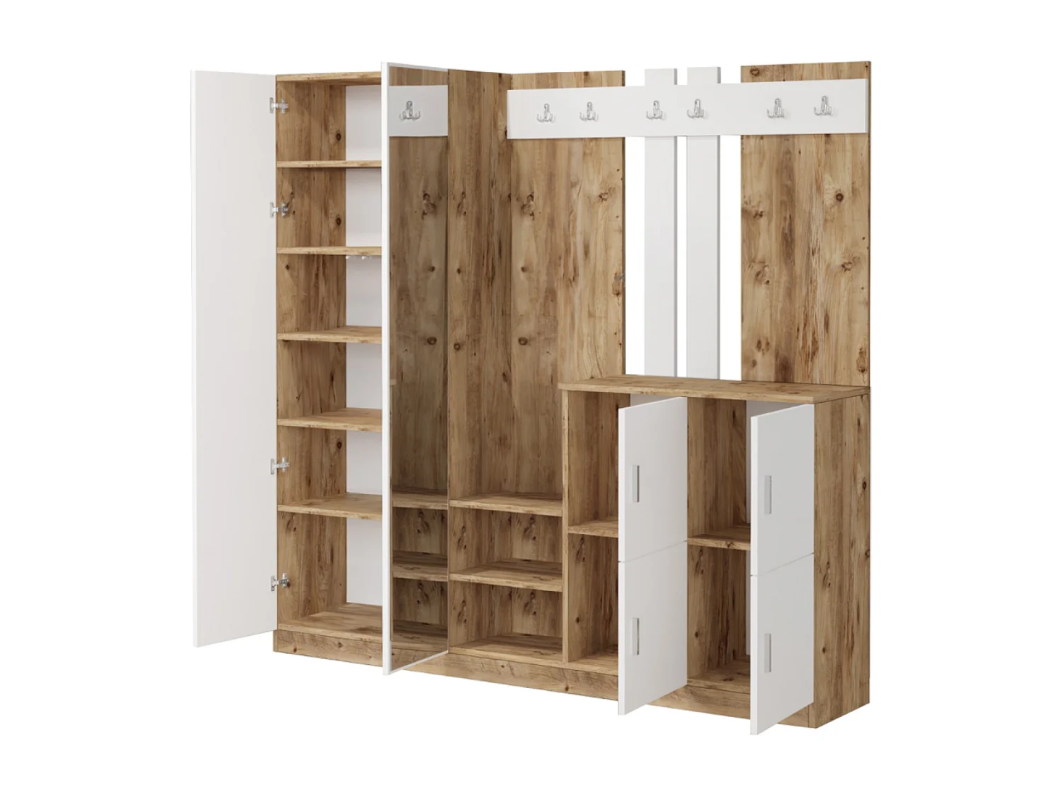 Mobile d'ingresso con specchio legno e bianco ANKA