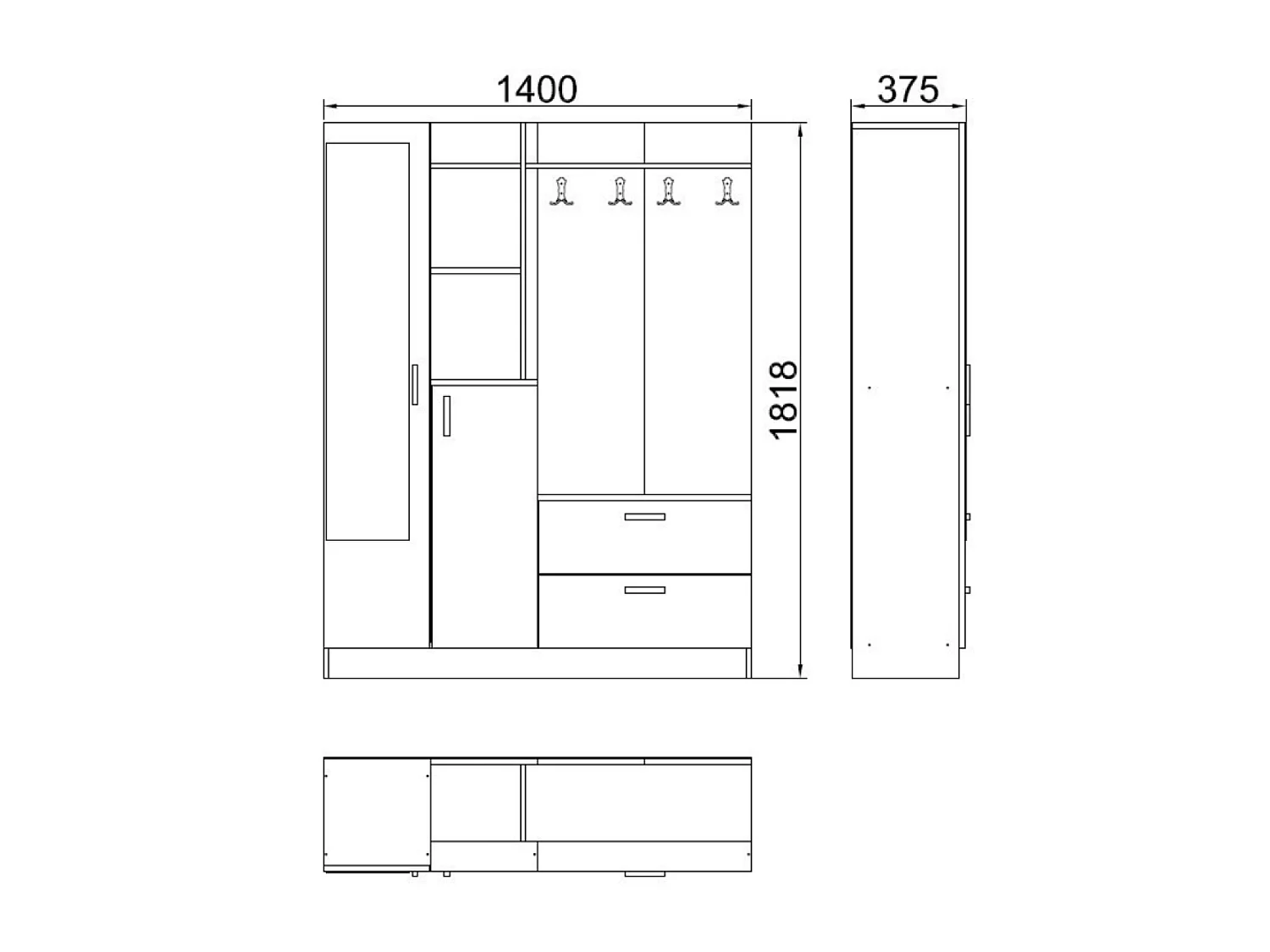 Móvel de entrada design escandinavo ANKA em madeira natural e branco