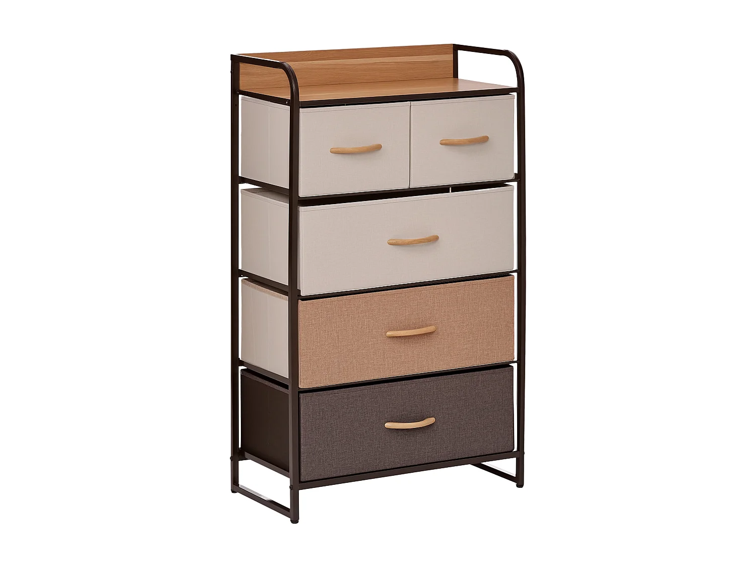 Commode meuble de rangement 5 tiroirs pliables en tissu 58 x 29 x 99 cm marron