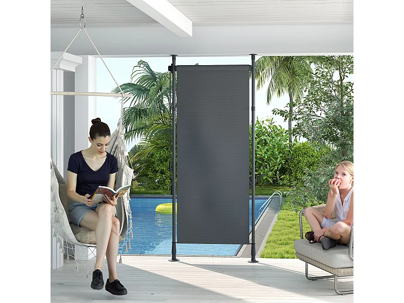 Store extérieur sur pied store manuel rétractable enroulable réglable gris foncé