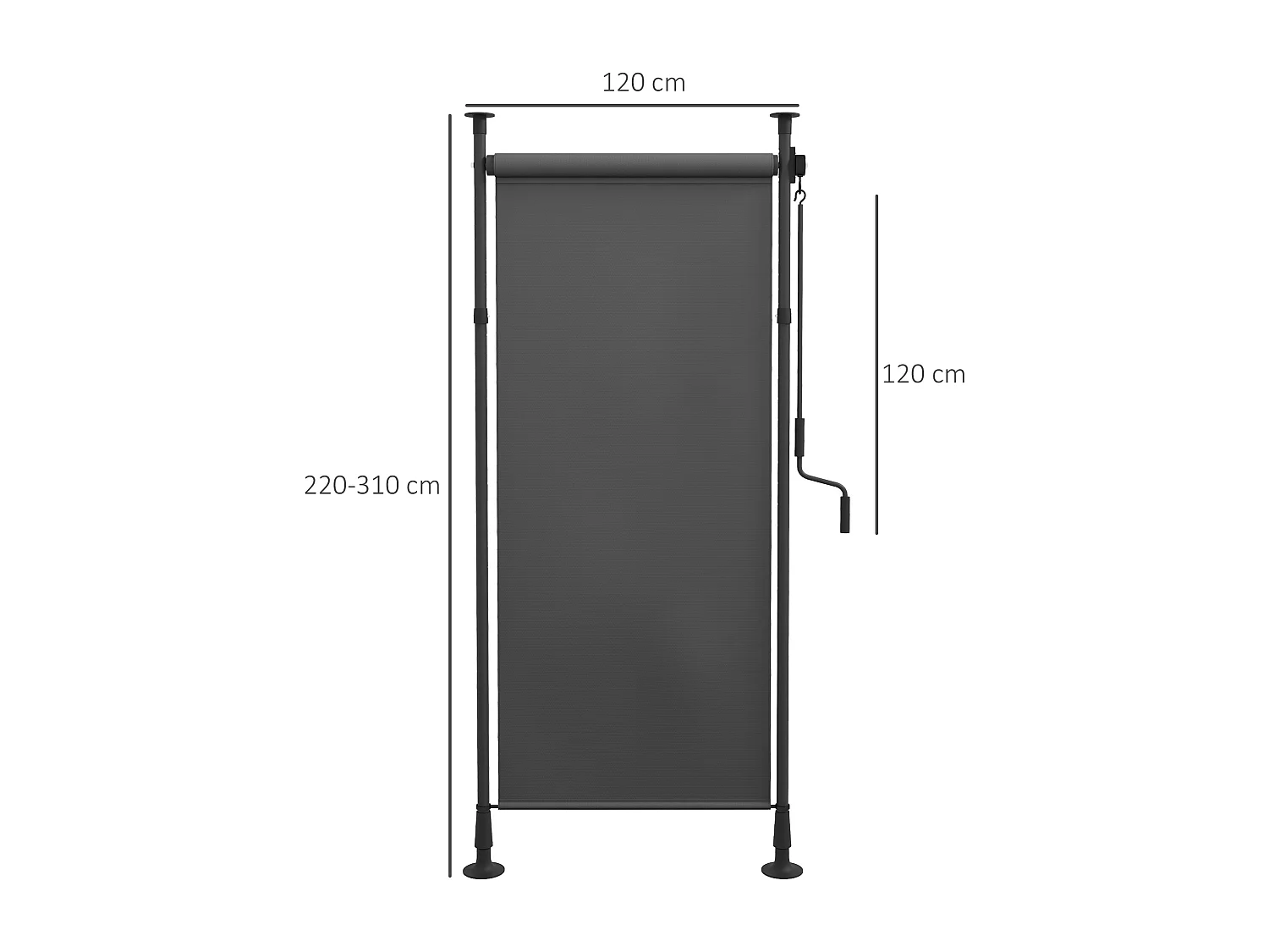 Store extérieur sur pied store manuel rétractable enroulable réglable gris foncé