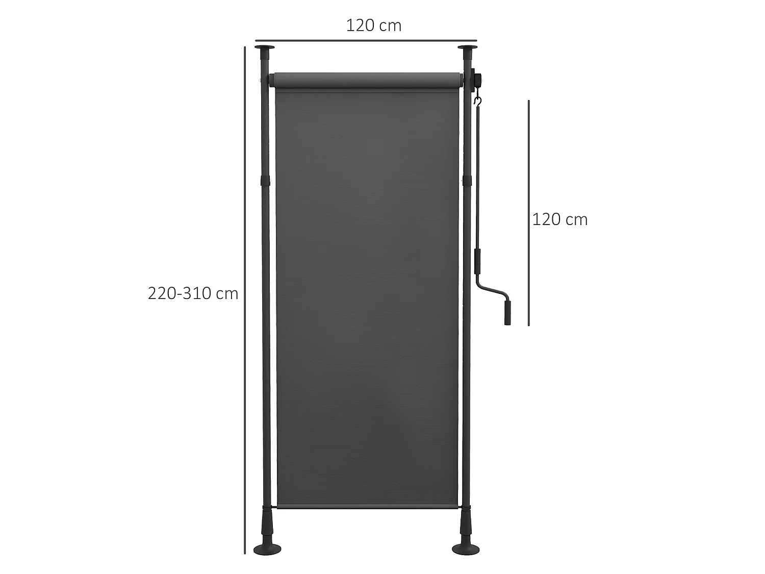 Store extérieur sur pied store manuel rétractable enroulable réglable gris foncé