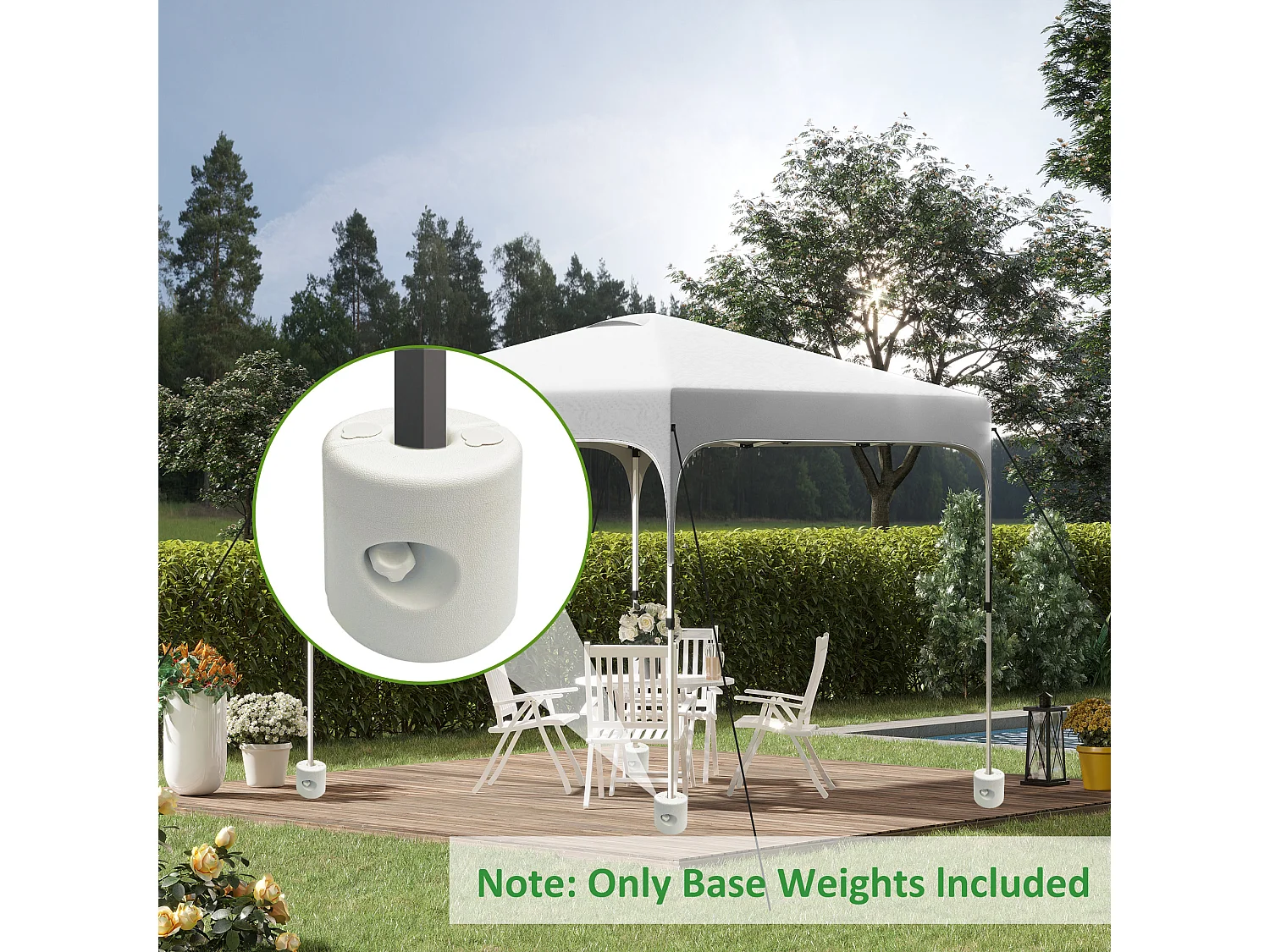 Lot de 4 poids de lestage cylindrique pour tonnelle barnum tente dim. Ø 22 / Ø 24 x 25H cm HDPE blanc