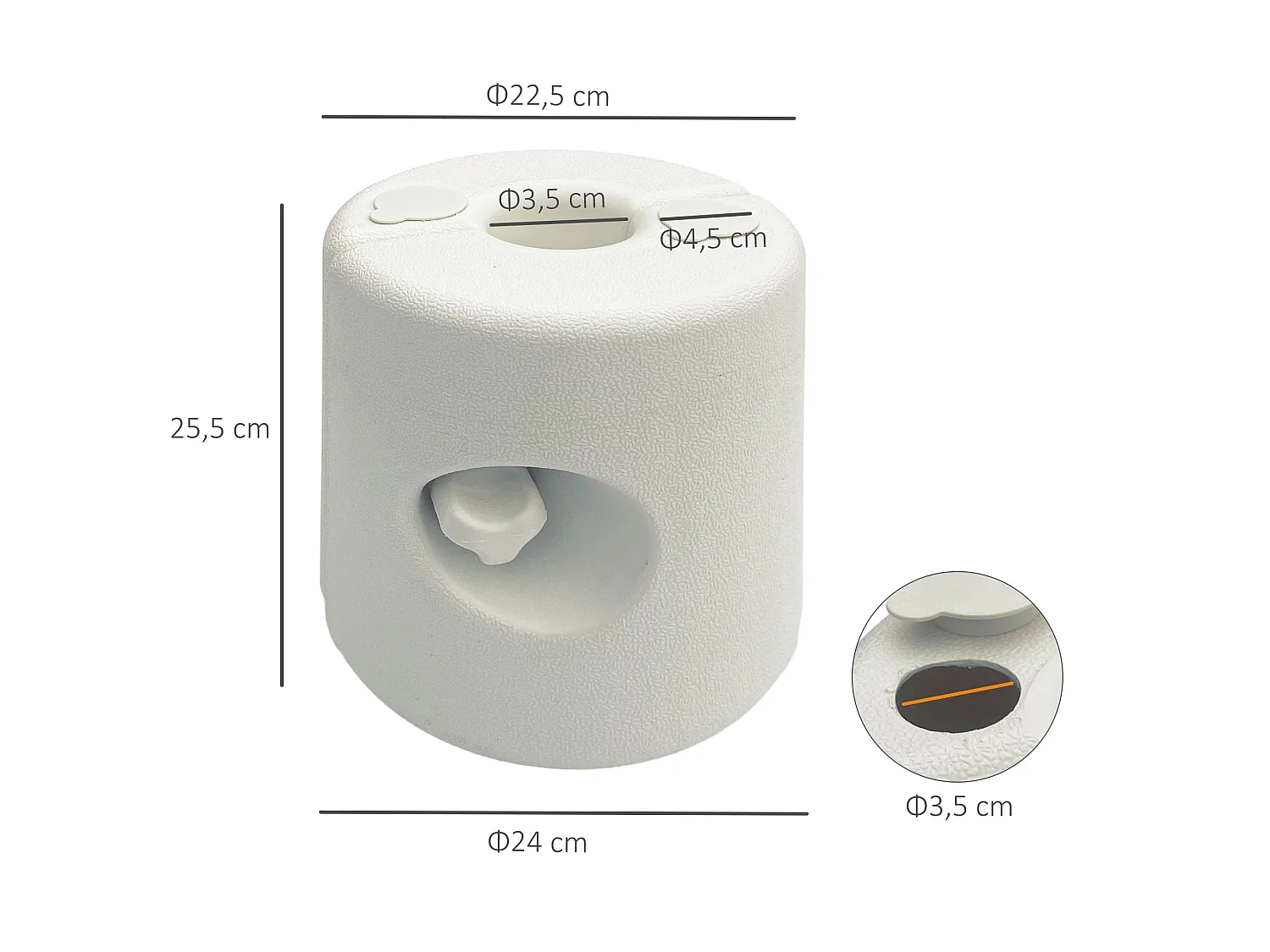 Lot de 4 poids de lestage cylindrique pour tonnelle barnum tente dim. Ø 22 / Ø 24 x 25H cm HDPE blanc