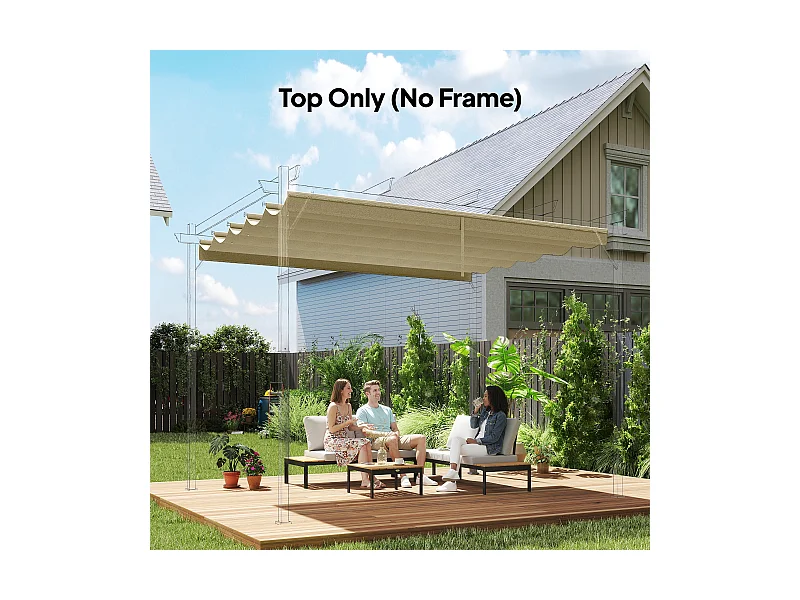 Toile de rechange pour pergola rétractable 3 x 3 m polyester haute densité 180 g/m² imperméabilisé beige