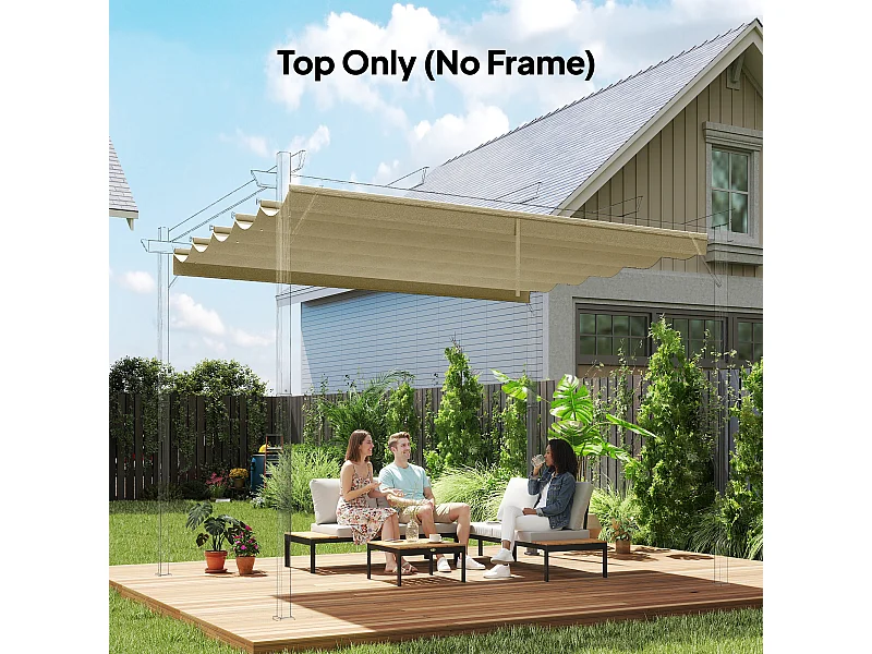 Toile de rechange pour pergola rétractable 3 x 3 m polyester haute densité 180 g/m² imperméabilisé beige