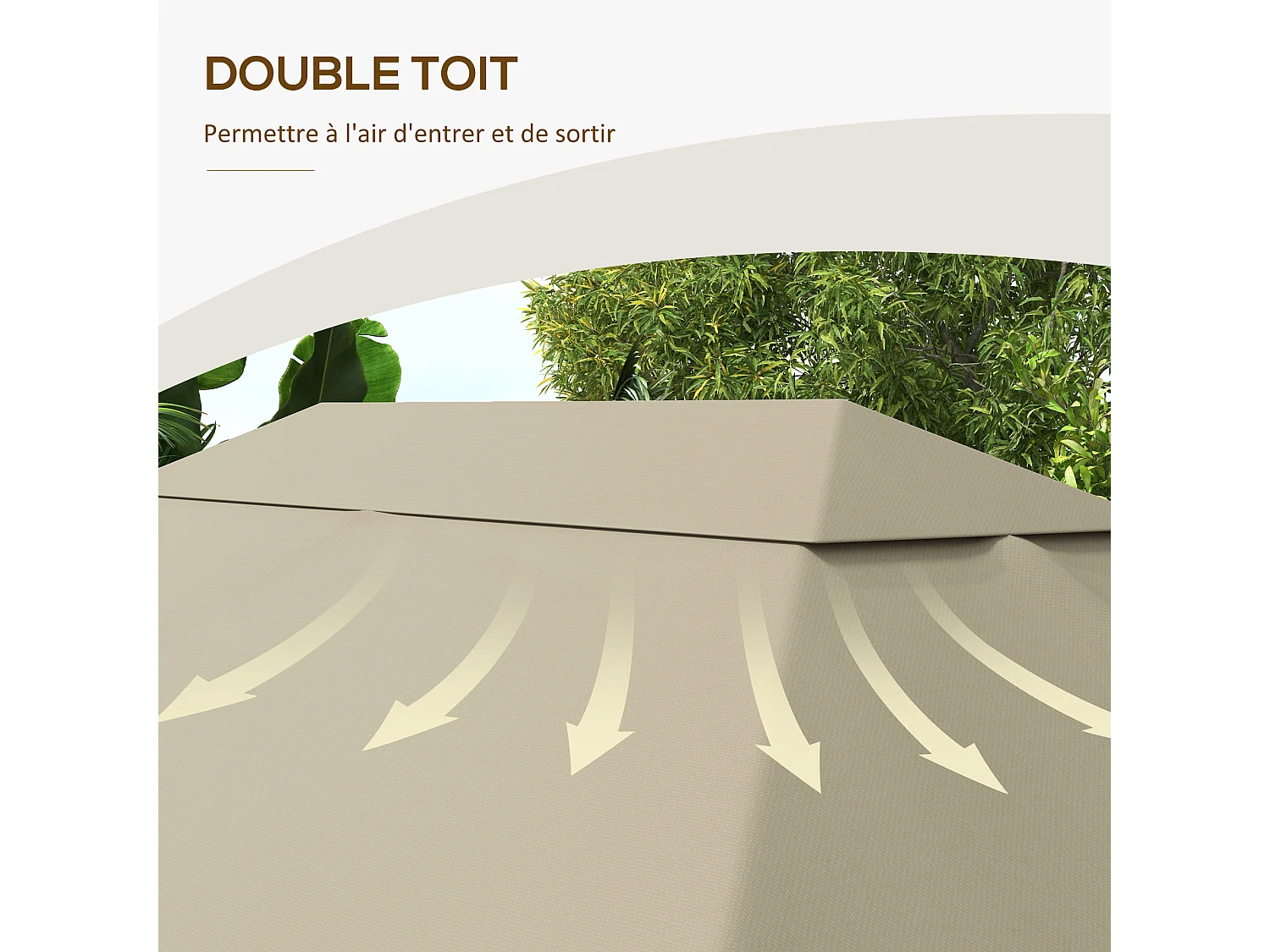 Toile de remplacement tonnelle 3 x 4 m tissu haute densité kaki