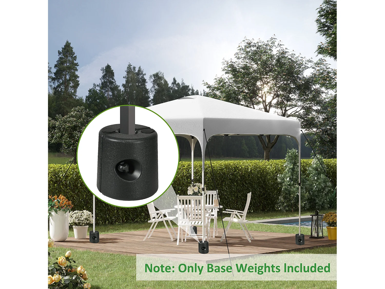 Lot de 4 poids de lestage cylindrique pour tonnelle barnum tente dim. Ø 22 / Ø 24 x 25H cm HDPE noir