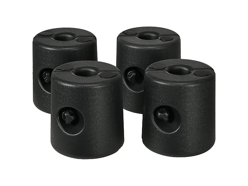 Lot de 4 poids de lestage cylindrique pour tonnelle barnum tente dim. Ø 22 / Ø 24 x 25H cm HDPE noir