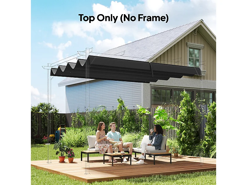 Toile de rechange pour pergola rétractable 3 x 2,15 m polyester haute densité 180 g/m² anti-UV30+ gris