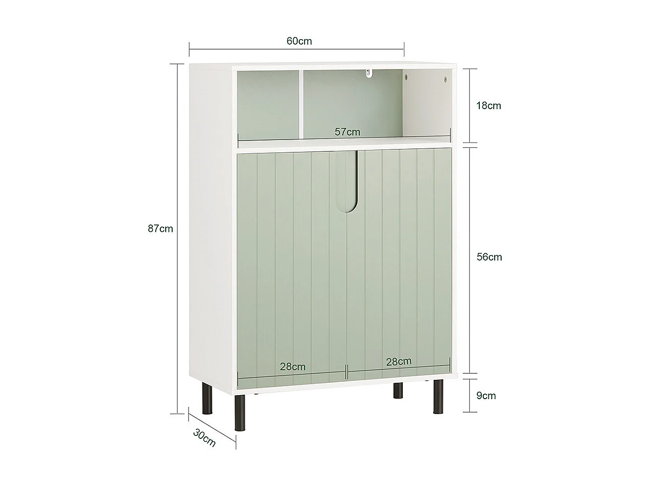 SoBuy Badkameronderkast Badkameropbergkast Opbergkast Toiletkast met 1 open vak, 2 deuren, 60x30x87 cm, BZR138-GR