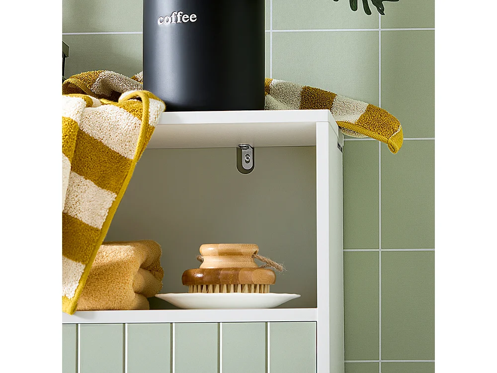 SoBuy Badkameronderkast Badkameropbergkast Opbergkast Toiletkast met 1 open vak, 2 deuren, 60x30x87 cm, BZR138-GR