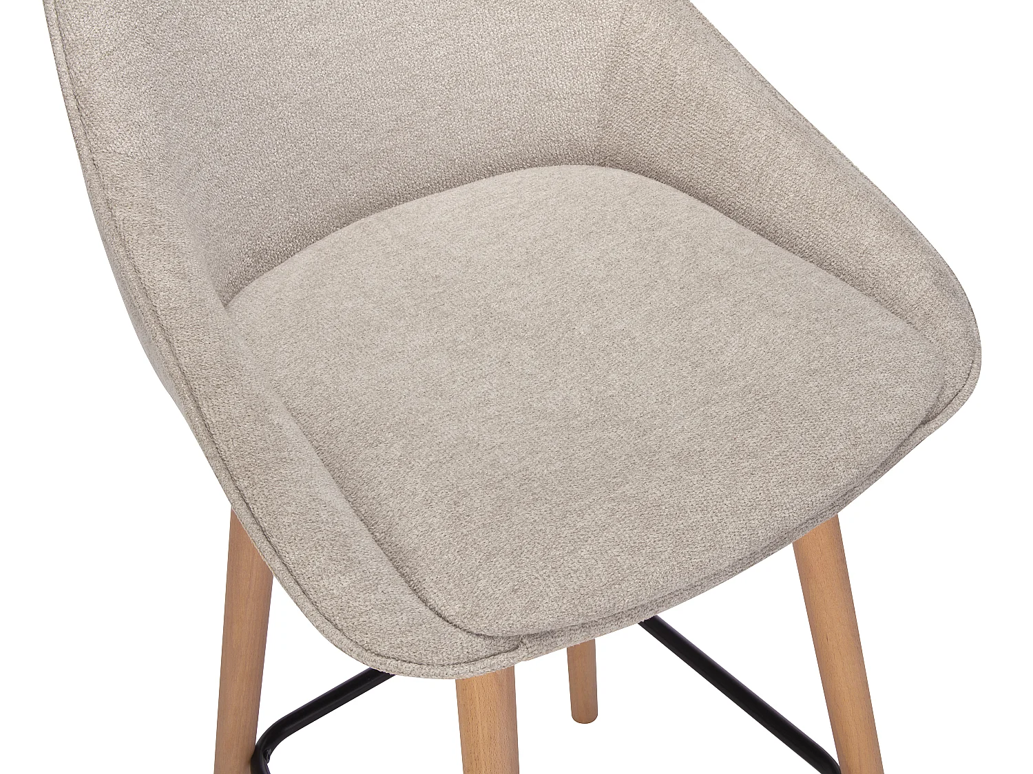 Lot de 2 tabourets de bar en tissu texturé et hêtre - Beige - MASURIE