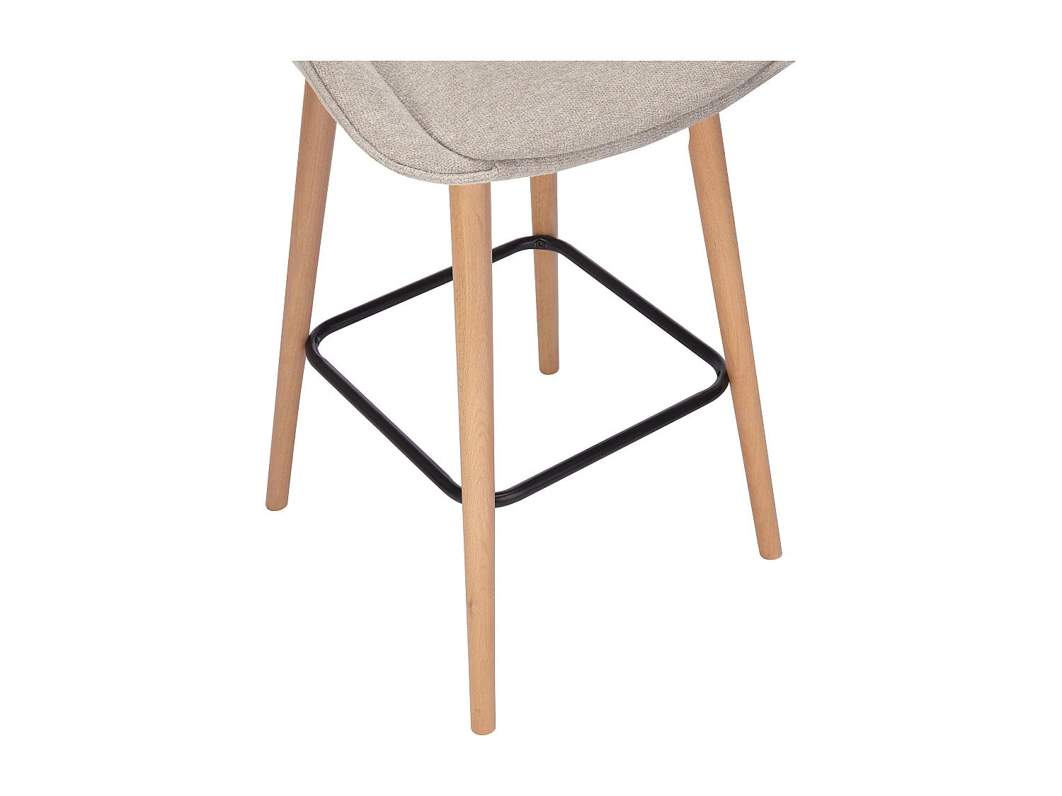 Lot de 2 tabourets de bar en tissu texturé et hêtre - Beige - MASURIE