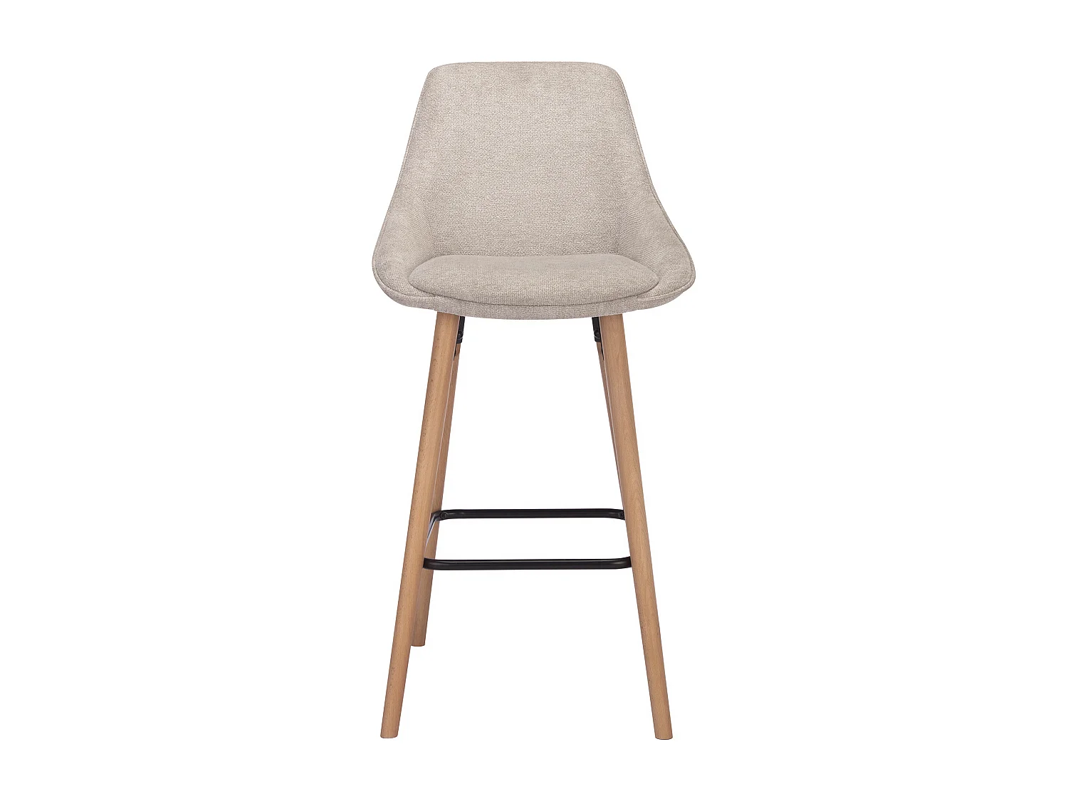 Lot de 2 tabourets de bar en tissu texturé et hêtre - Beige - MASURIE