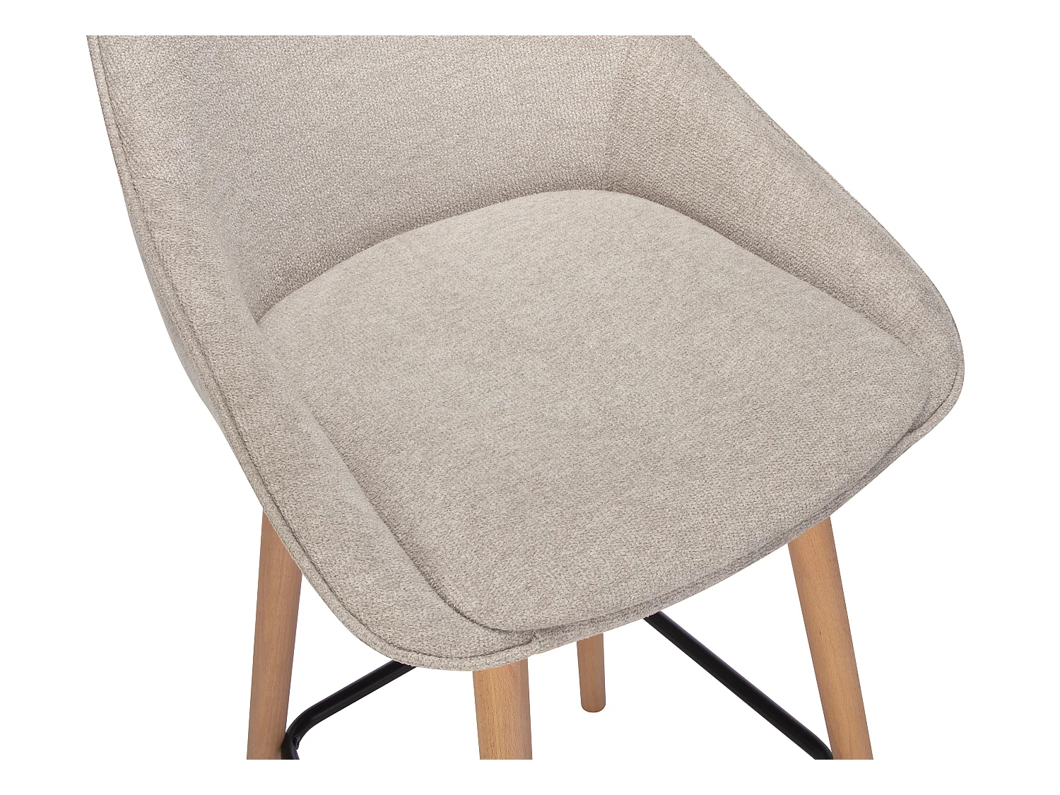 Set de 2 taburetes de bar de tela texturizada y haya - Beige - MASURIE