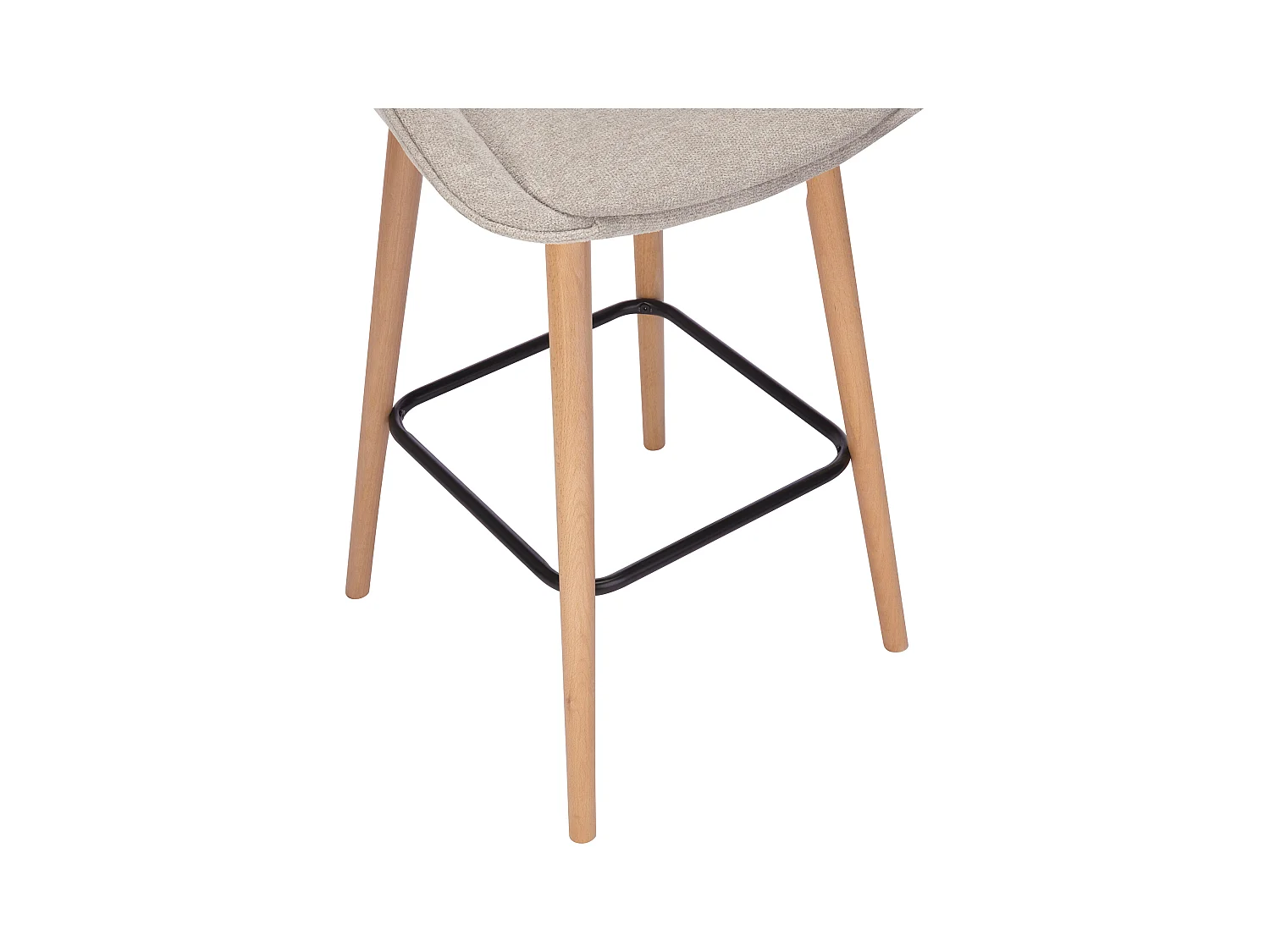 Set de 2 taburetes de bar de tela texturizada y haya - Beige - MASURIE