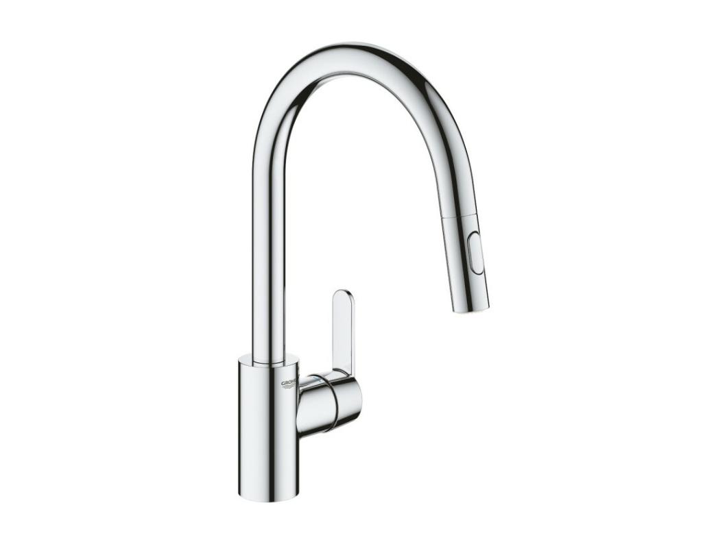 Keukenkraan GROHE Get met Uittrekbare Handdouche en Uitloop - Supersteel