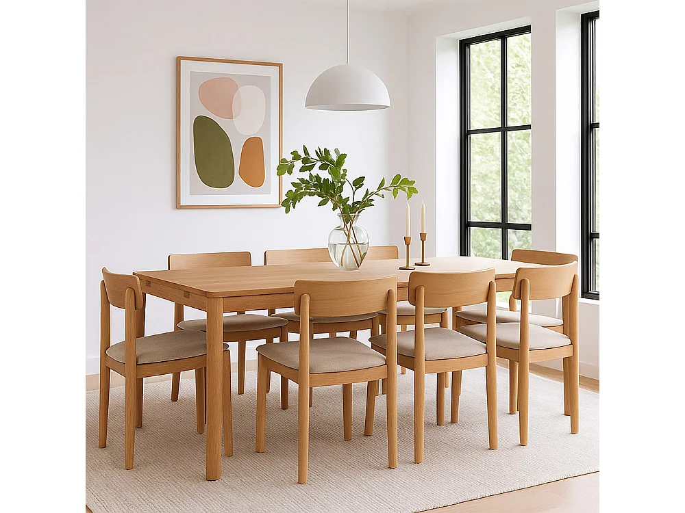 Savacou - Table à manger extensible 8 à 12 personnes en bois 200-300x100cm - Bois clair