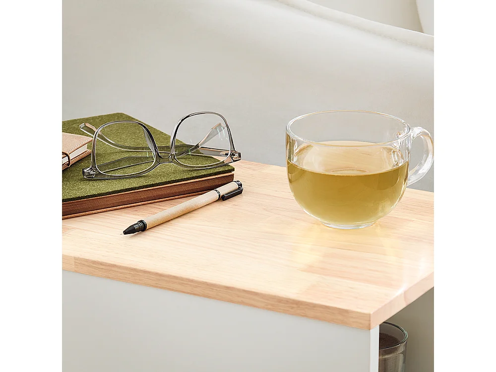 SoBuy Bijzetbank, Bijzettafel met 2 Laden, Open Compartiment, Opbergmeubel op Wielen, Trolley voor Woonkamer, Kantoor, Slaapkamer, Wit, L60xD30xH60cm, FBT130-WN