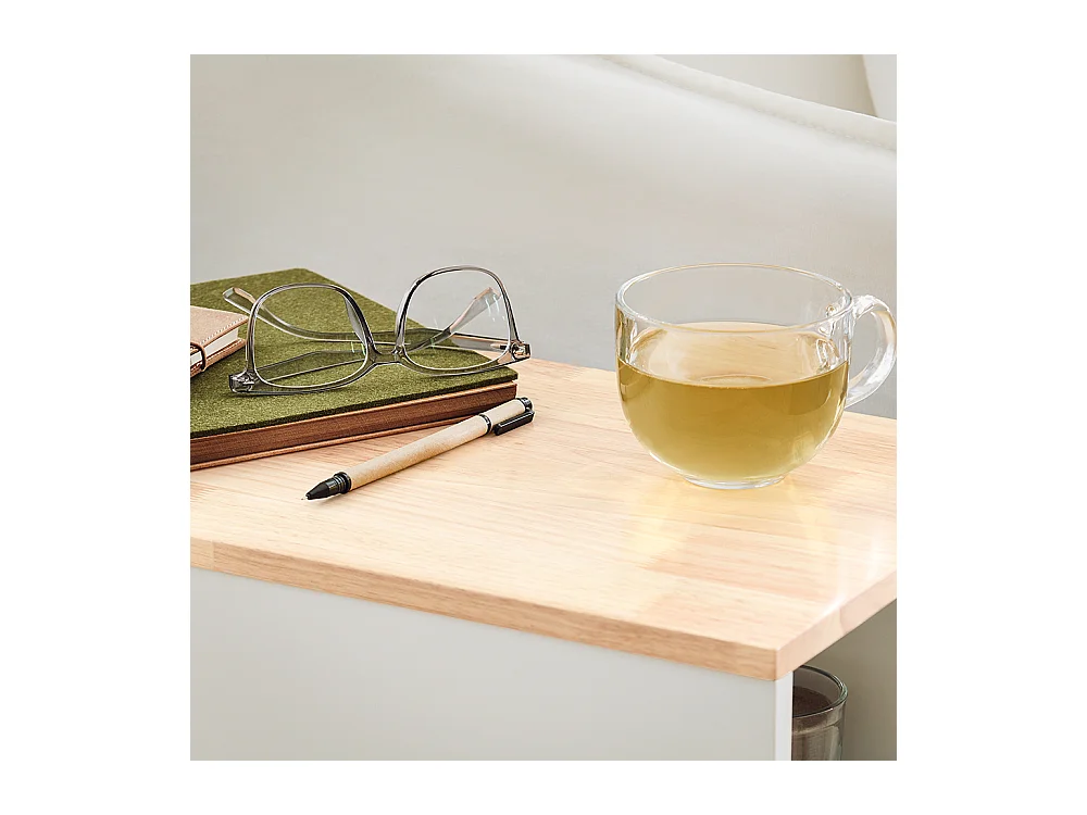 SoBuy FBT130-WN Bout de Canapé, Table d'appoint avec 2 Tiroirs, Compartiment Ouvert, Meuble de Rangement à roulettes, Chariot
