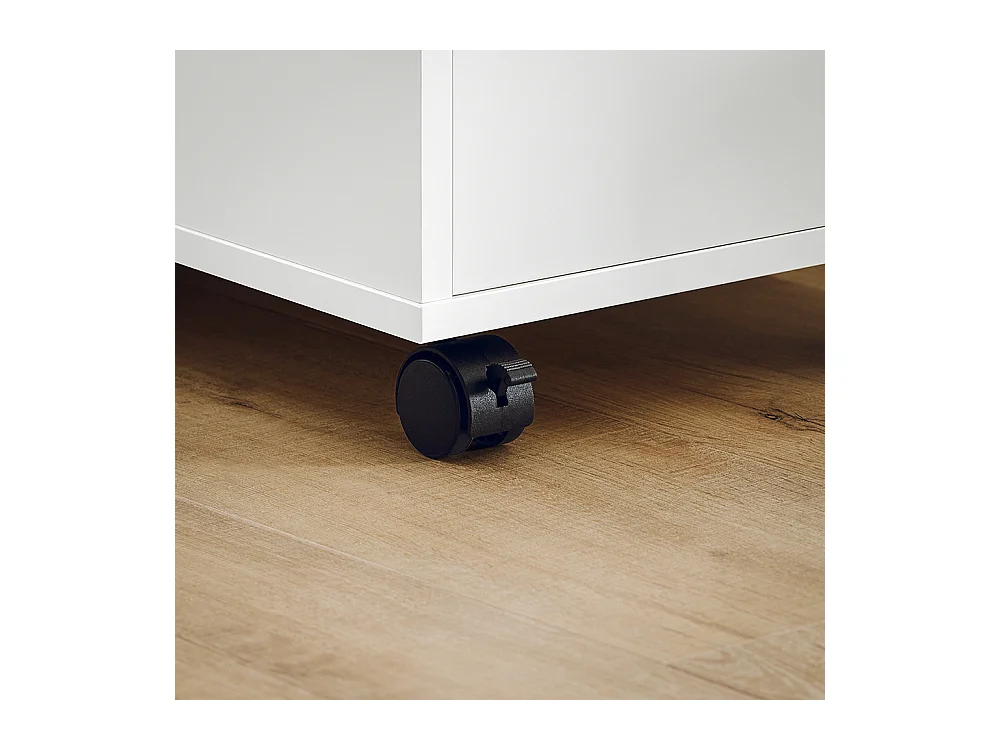 SoBuy FBT130-WN Bout de Canapé, Table d'appoint avec 2 Tiroirs, Compartiment Ouvert, Meuble de Rangement à roulettes, Chariot