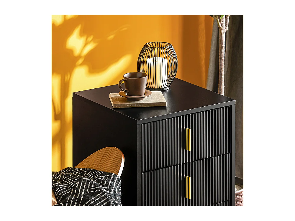 Sobuy nachtkastje met 3 laden nachtkastje bijzettafel bijzettafel voor woonkamer, slaapkamer, kantoor, zwart, l40xh63xp40 cm, fbt115-l-sch