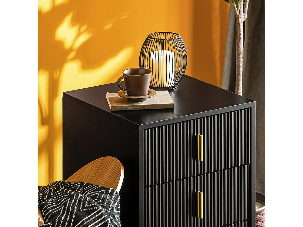 Sobuy table de chevet avec 3 tiroirs table de nuit bout de canapé table d'appoint pour salon, chambre, bureau, noir, l40xh63xp40 cm, fbt115-l-sch