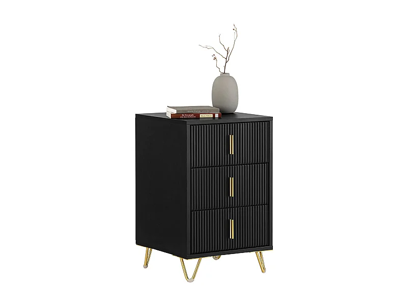 Sobuy nachtkastje met 3 laden nachtkastje bijzettafel bijzettafel voor woonkamer, slaapkamer, kantoor, zwart, l40xh63xp40 cm, fbt115-l-sch