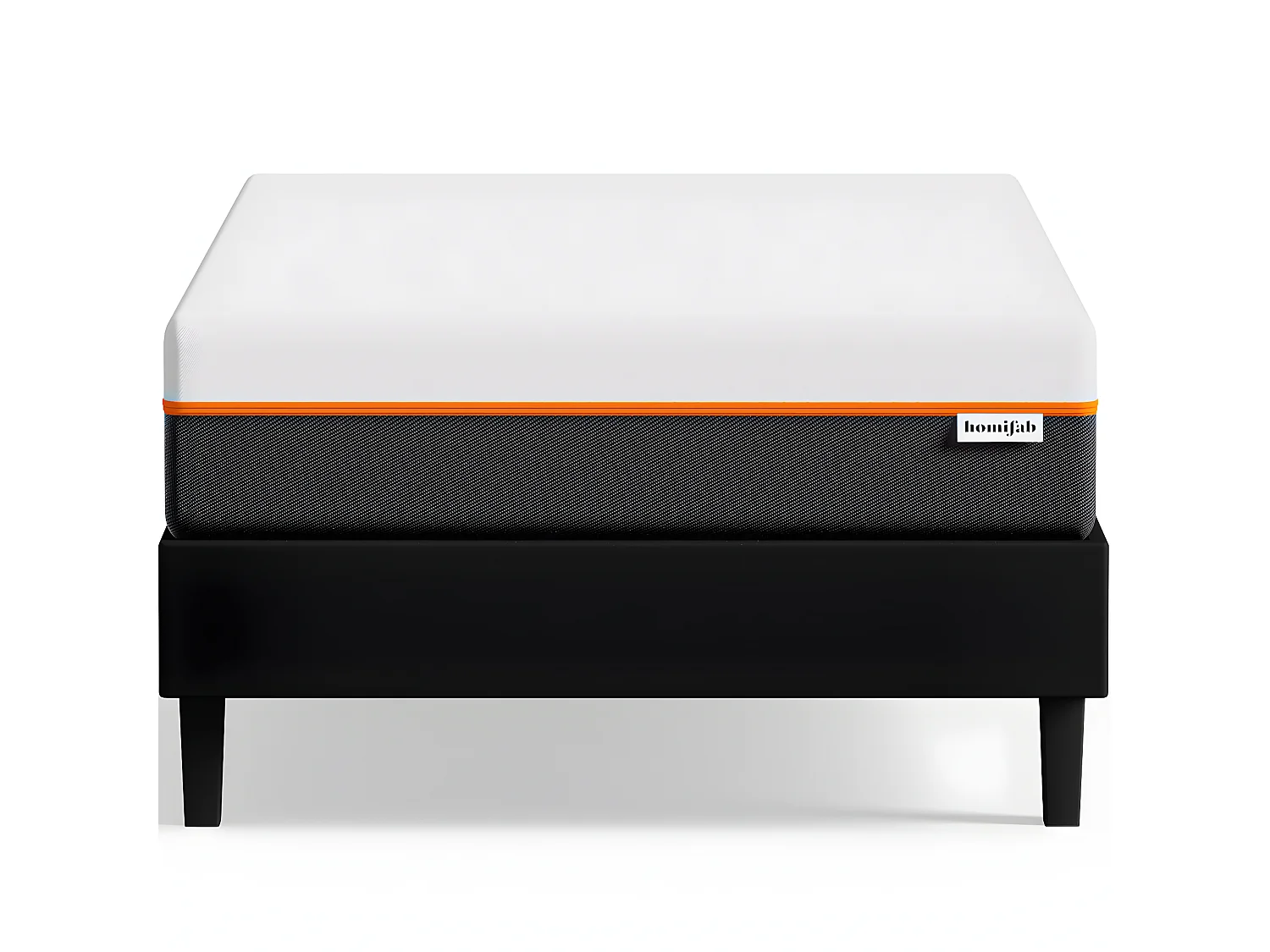 Ensemble sommier à lattes 90x190 cm en tissu noir + Matelas mousse gel à mémoire de forme, double confort - Dual Confort