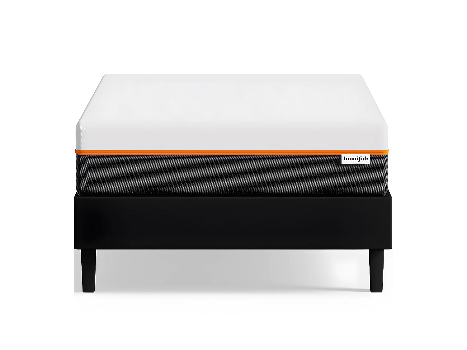 Ensemble sommier à lattes 90x190 cm en tissu noir + Matelas mousse gel à mémoire de forme, double confort - Dual Confort