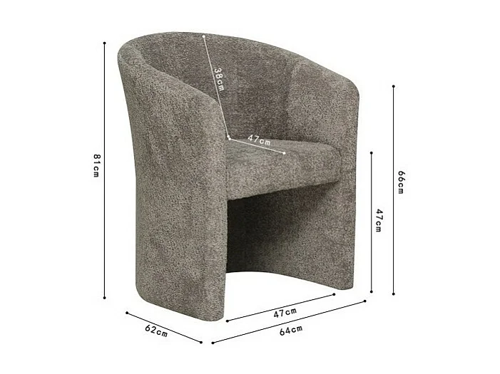 Fauteuil de salon KYOTO – Confortable – Tissu bouclé brun – Style moderne et cosy