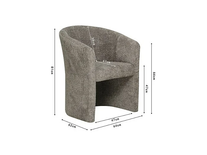 Poltrona confortável para sala de estar em tecido bouclé marrom. Coleção KYOTO