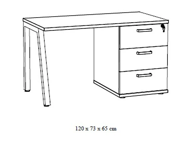 Bureau robuste chêne vieilli avec caisson 3 tiroirs – Collection SUZI – Idéal petit espace