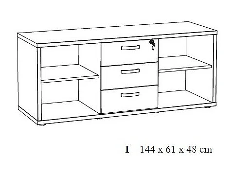 Conjunto de 5 muebles de oficina profesional color roble dorado colección DEPÉ.
