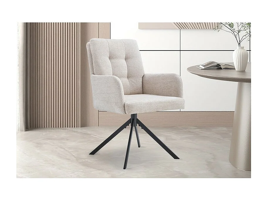 Chaise pivotante PLUMO – Tissu beige – L50 x H85 x P62 cm