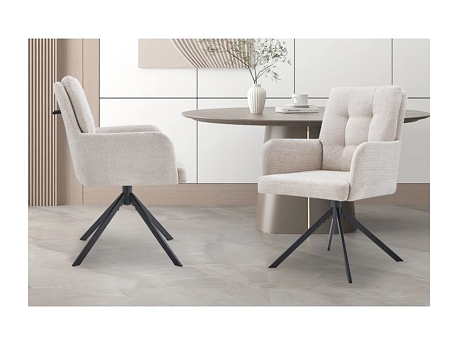 Chaise pivotante PLUMO – Tissu beige – L50 x H85 x P62 cm