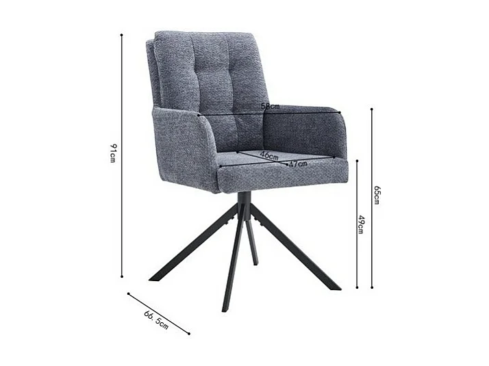 Chaise pivotante PLUMO – Tissu gris foncé – L50 x H85 x P62 cm