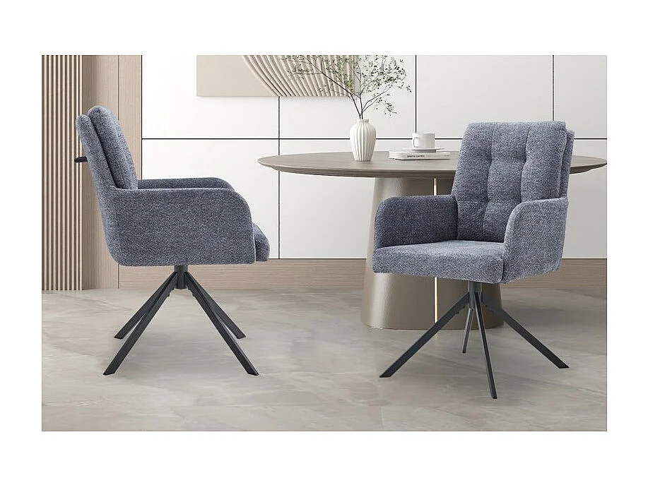 Chaise pivotante PLUMO – Tissu gris foncé – L50 x H85 x P62 cm