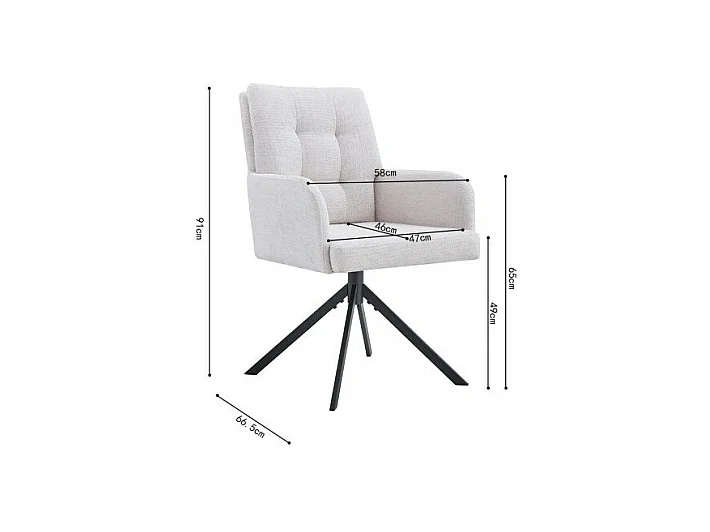 Chaise pivotante PLUMO – Tissu écru – L50 x H85 x P62 cm