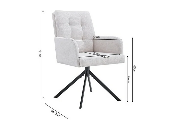 Chaise pivotante PLUMO – Tissu écru – L50 x H85 x P62 cm