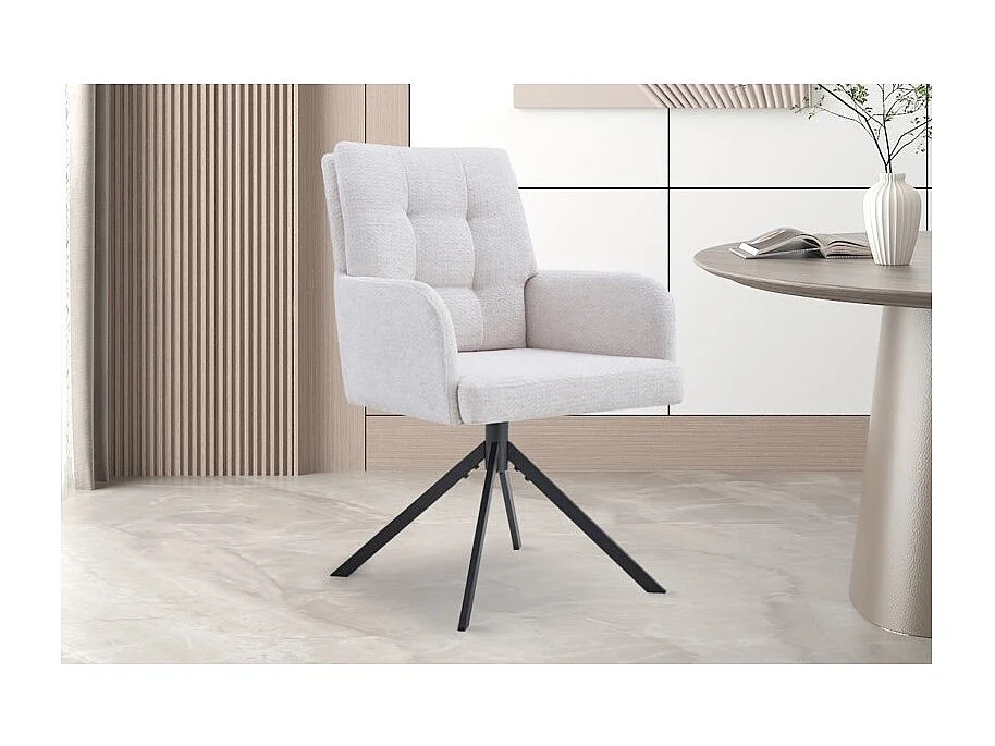 Chaise pivotante PLUMO – Tissu écru – L50 x H85 x P62 cm