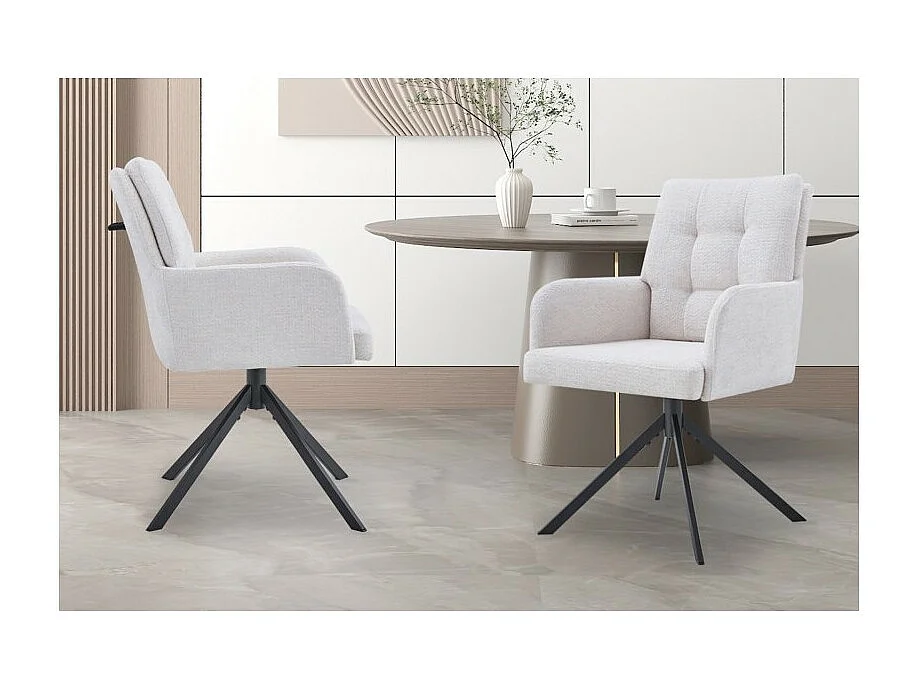 Chaise pivotante PLUMO – Tissu écru – L50 x H85 x P62 cm