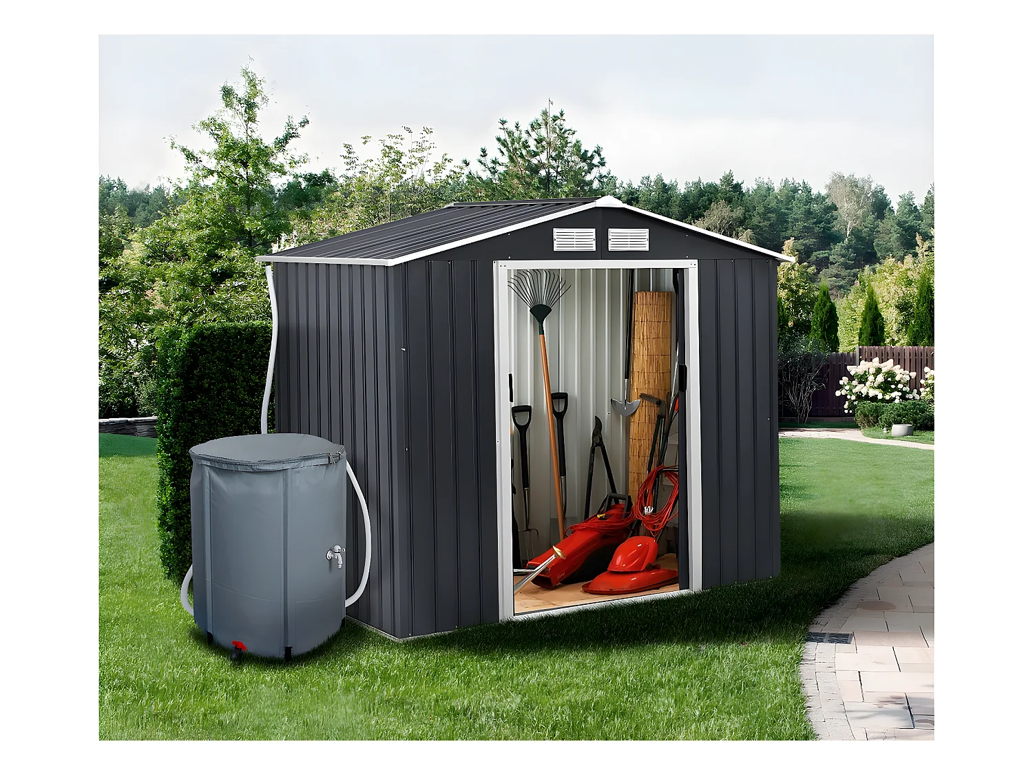 Flexibler PVC-Regenwassersammler 200 L - Grau, ökologische und praktische Lösung