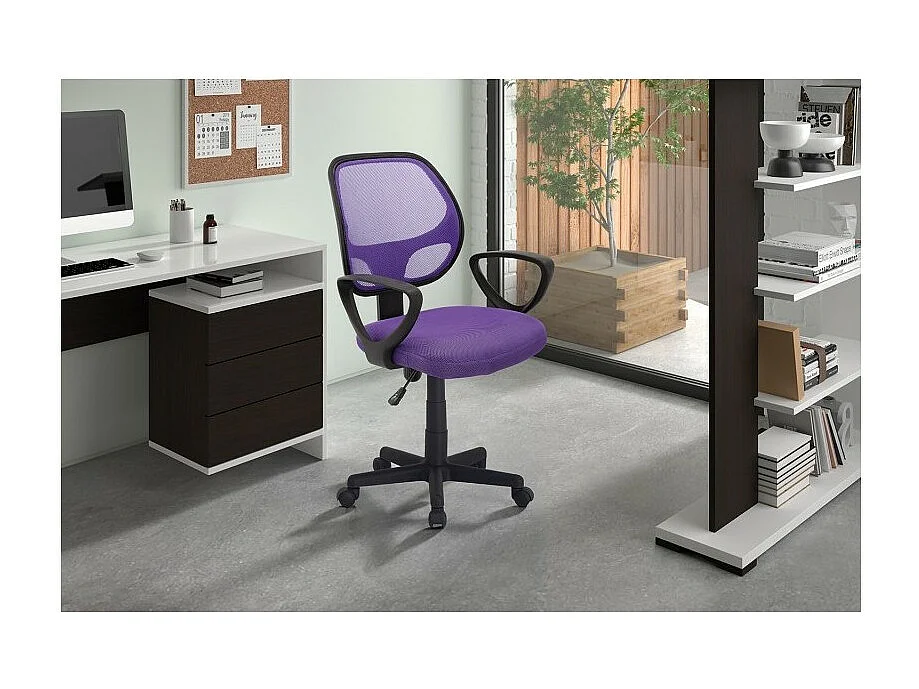 Chaise de bureau IPOLIST – Tissu filet mauve – Hauteur réglable 86-98 cm – Style moderne et ergonomique