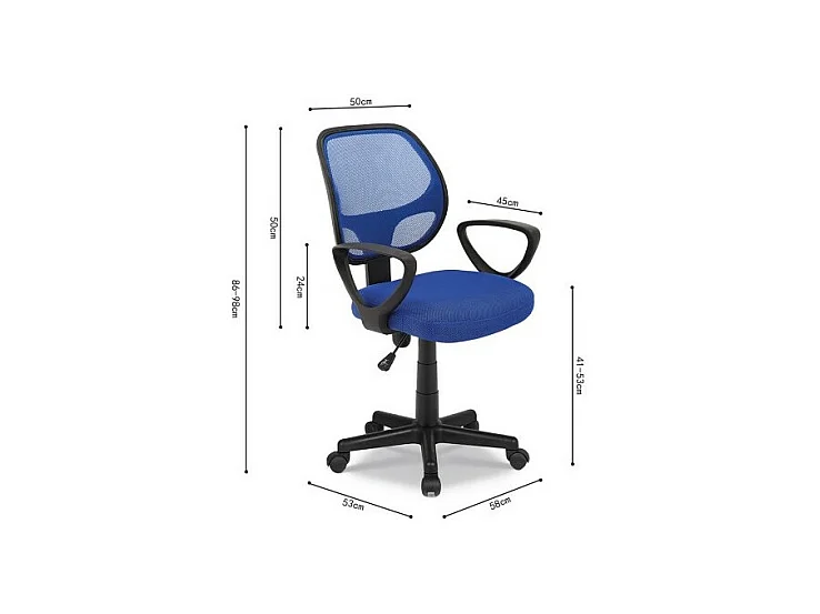 Bureaustoel IPOLIST – Blauwe netstof – Comfort en moderniteit voor uw werkruimte